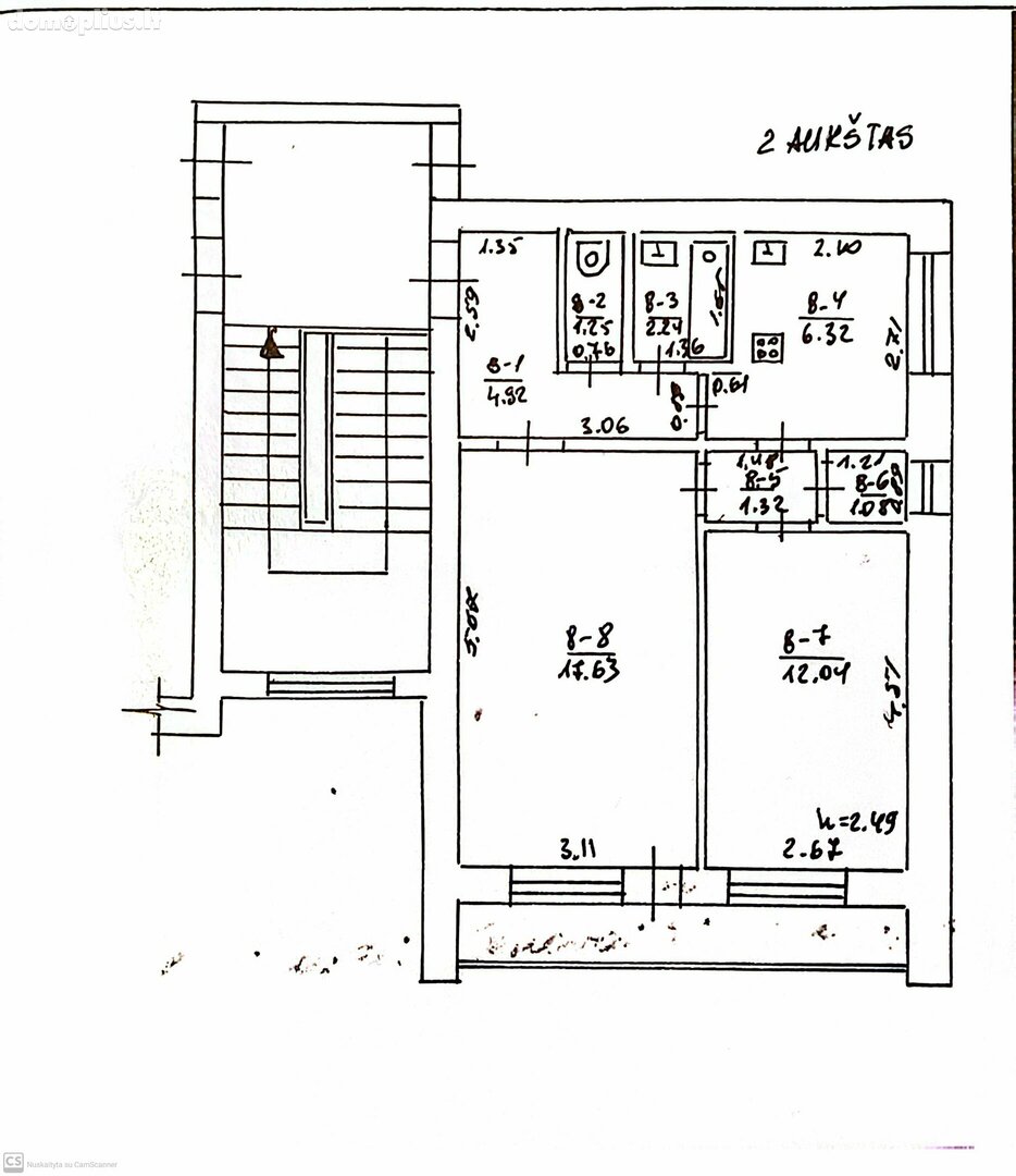 Parduodamas 2 kambarių butas Akmenės rajono sav., Papilėje, A. Mockaus skg.