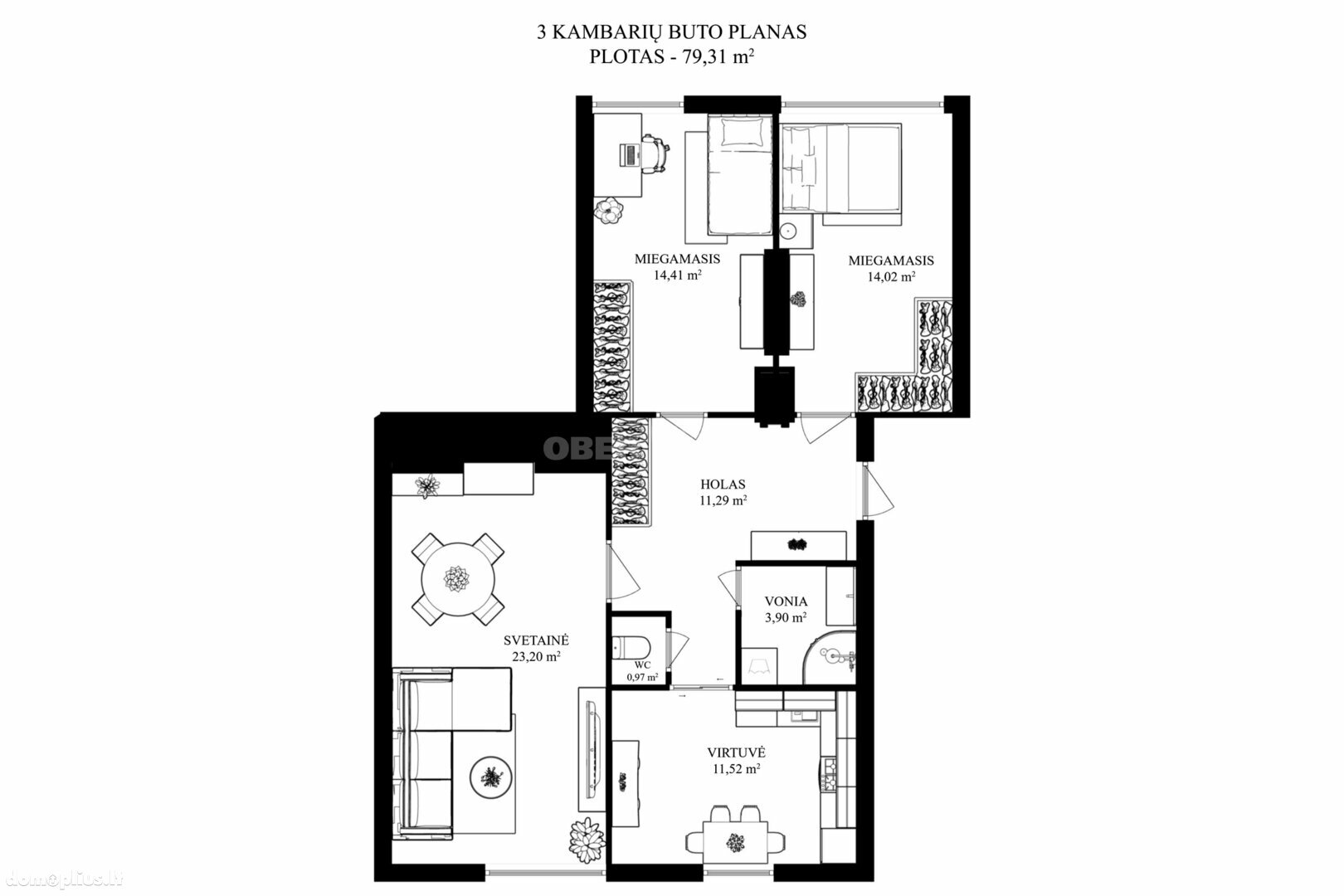 Parduodamas 3 kambarių butas Vilniuje, Senamiestyje, Gedimino pr.