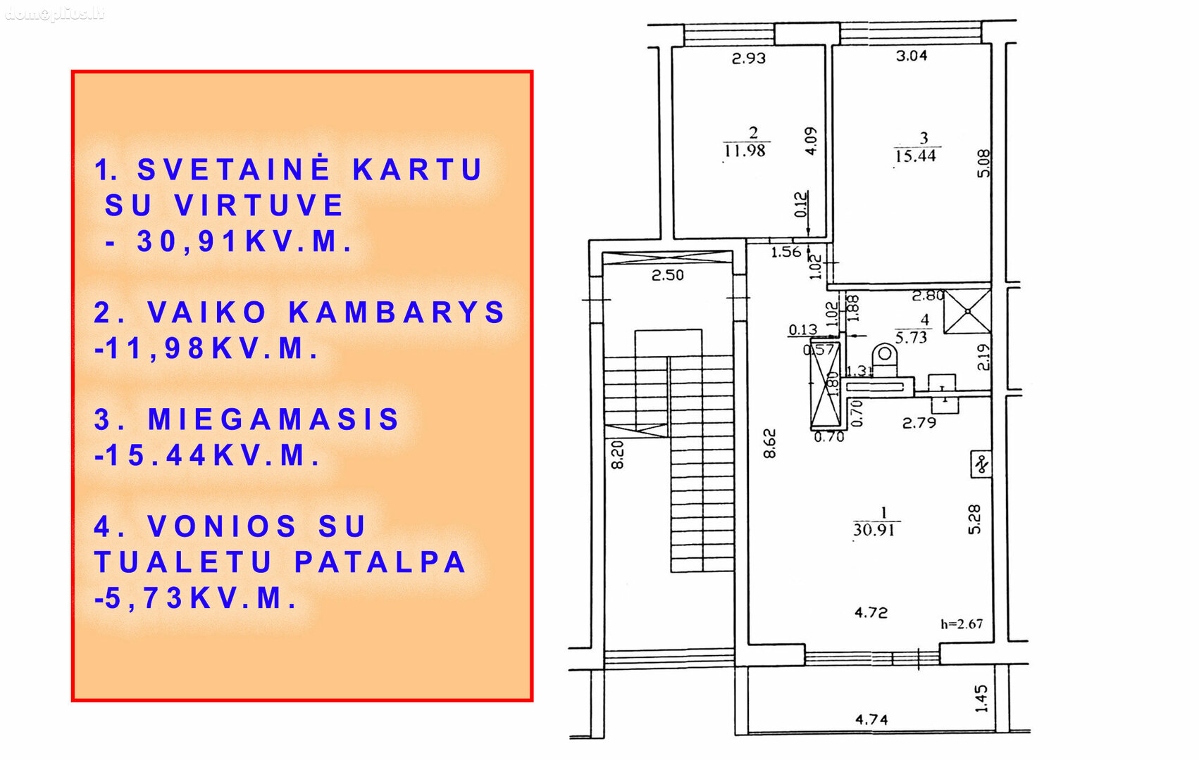 Parduodamas 3 kambarių butas Vilniaus rajono sav., Bendoriuose, Bendorėlių 1-oji al.