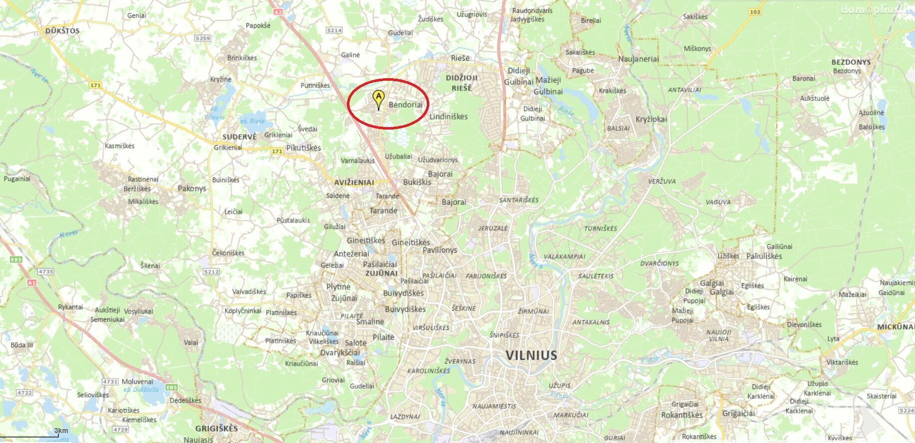 Parduodamas 3 kambarių butas Vilniaus rajono sav., Bendoriuose, Bendorėlių 1-oji al.