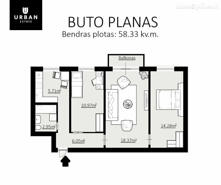 Parduodamas 3 kambarių butas Vilniuje, Naujamiestyje, Birželio 23-iosios g.