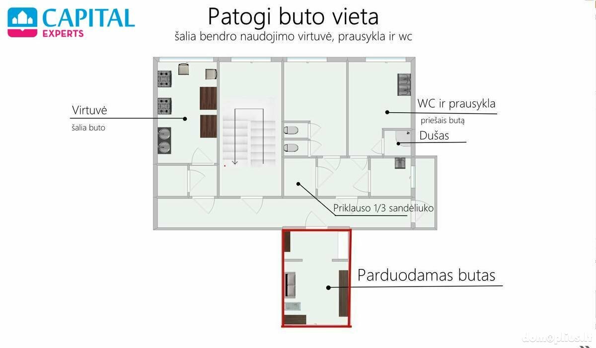 1 room apartment for sell Vilniuje, Antakalnyje, V. Grybo g.