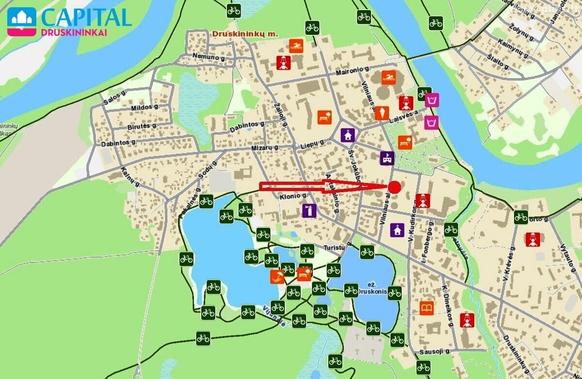 Parduodamas 2 kambarių butas Druskininkų sav., Druskininkuose, V. Kudirkos g.