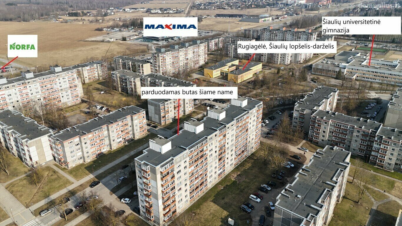 Parduodamas 4 kambarių butas Šiauliuose, Dainiuose, Dainų g.