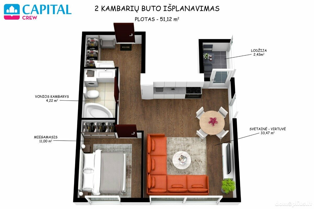 2 rooms apartment for sell Vilniuje, Pilaitėje, Nidos g.