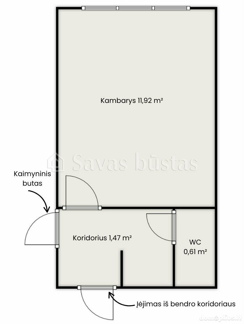Parduodamas 1 kambario butas Šiauliuose, Pabaliuose, Pramonės g.