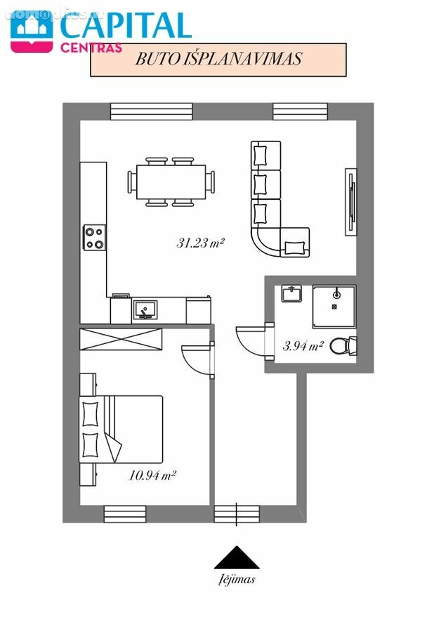 Продается 2 комнатная квартира Kaunas, Kaune, J. Puzino g.