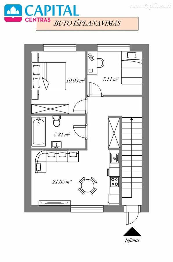 Продается 3 комнатная квартира Kaunas, Kaune, J. Puzino g.