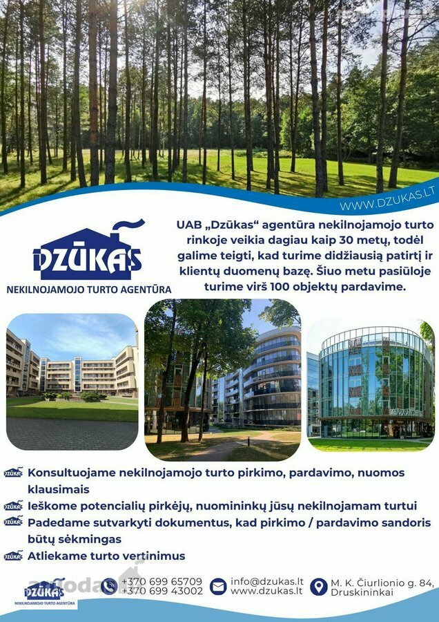Parduodamas 3 kambarių butas Druskininkų sav., Druskininkuose, T. Kosciuškos g.