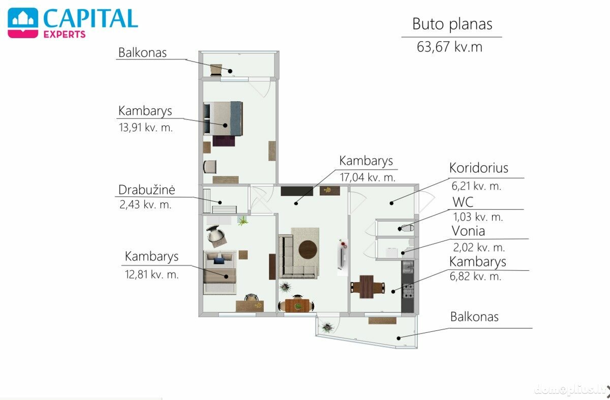 Parduodamas 3 kambarių butas Vilniuje, Viršuliškėse, Viršuliškių g.