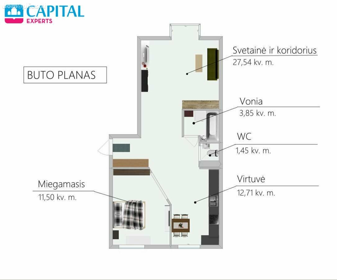 Parduodamas 2 kambarių butas Vilniuje, Jeruzalėje, Rugių g.