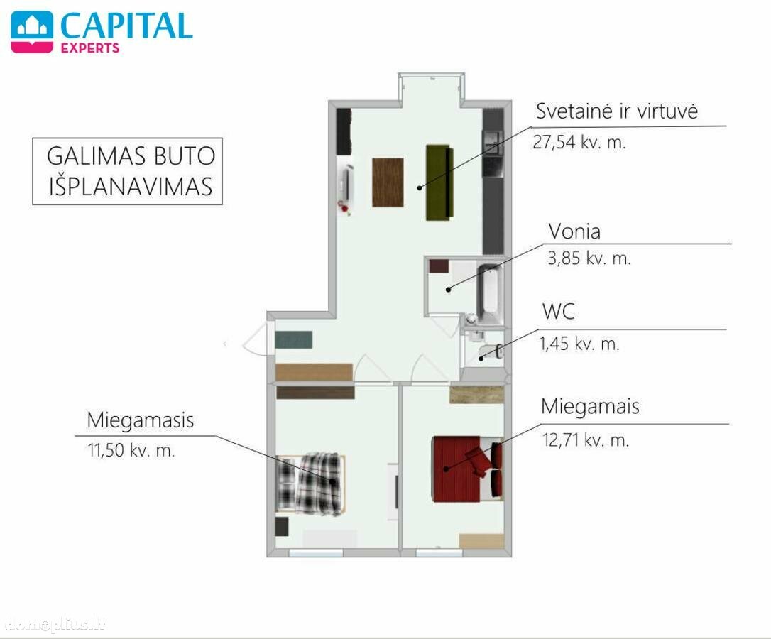Parduodamas 2 kambarių butas Vilniuje, Jeruzalėje, Rugių g.