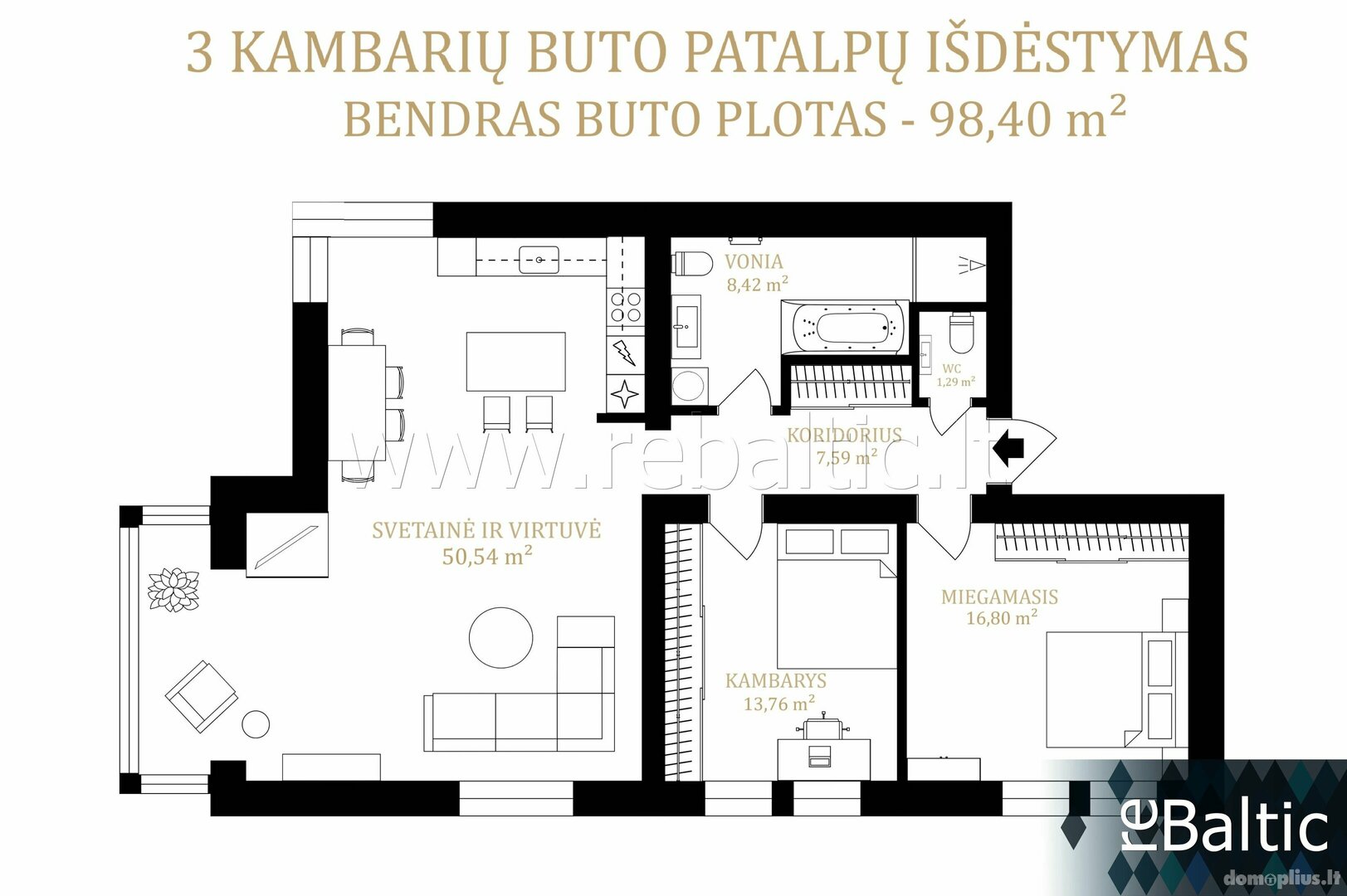 Продается 3 комнатная квартира Vilniuje, Senamiestyje, Pamėnkalnio g.