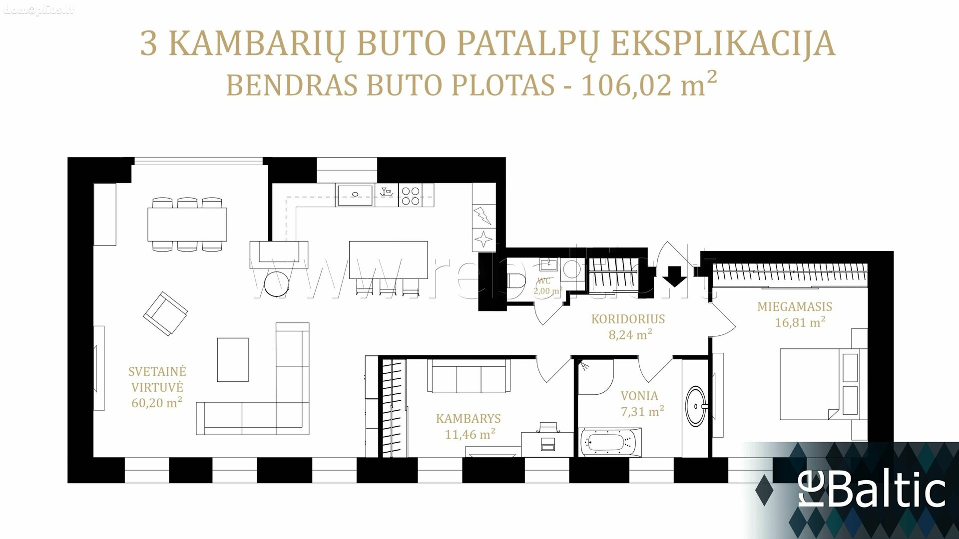 Parduodamas 3 kambarių butas Vilniuje, Senamiestyje, Klaipėdos g.