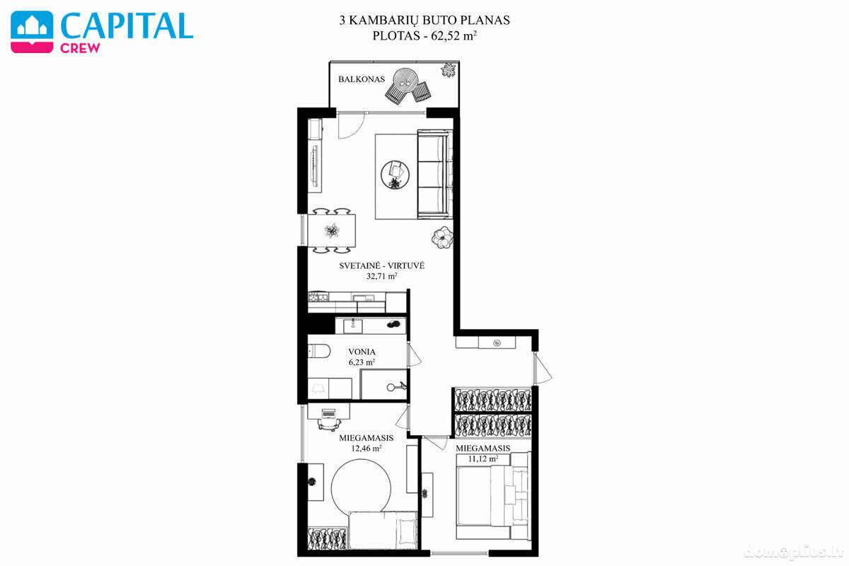 Продается 3 комнатная квартира Vilniuje, Pilaitėje, M. Mažvydo g.
