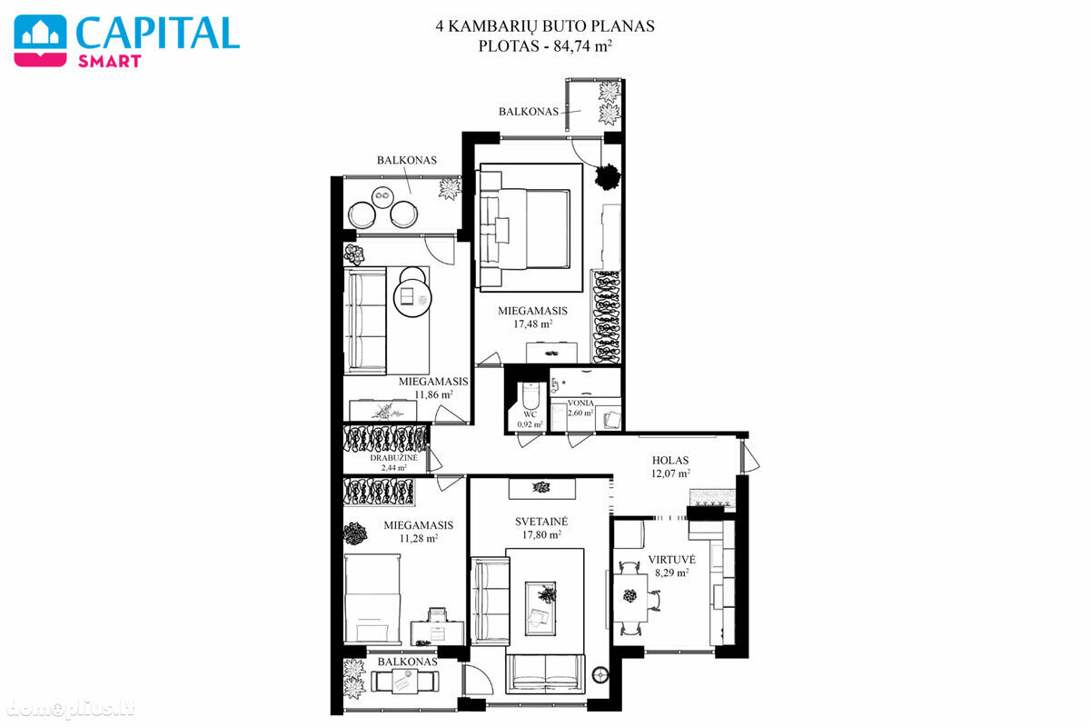 4 rooms apartment for sell Vilniuje, Salininkuose, Vaikų g.
