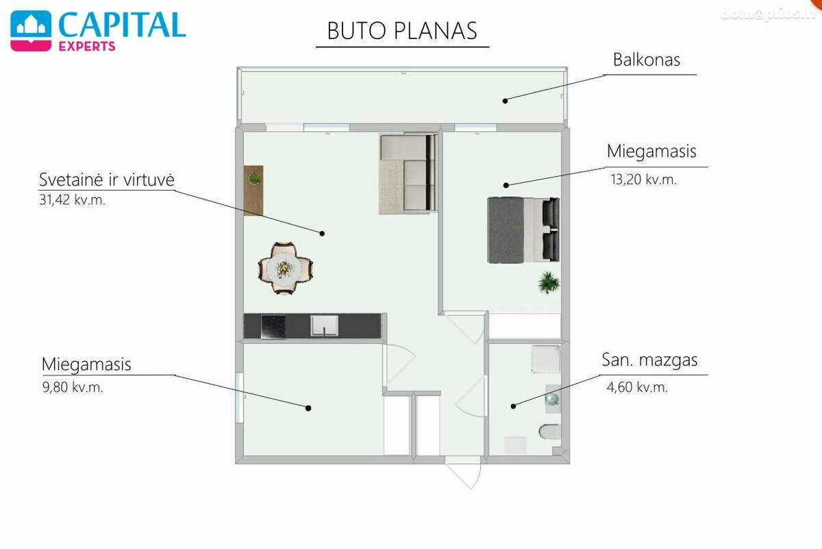 Parduodamas 3 kambarių butas Vilniuje, Šnipiškėse, Ozo g.