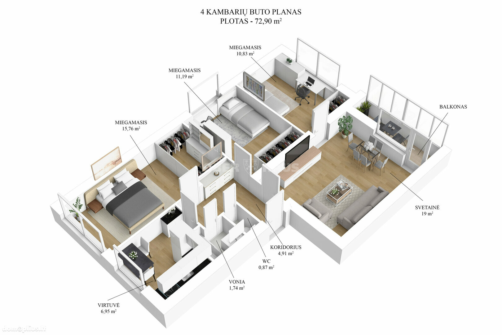 4 rooms apartment for sell Vilniuje, Naujamiestyje