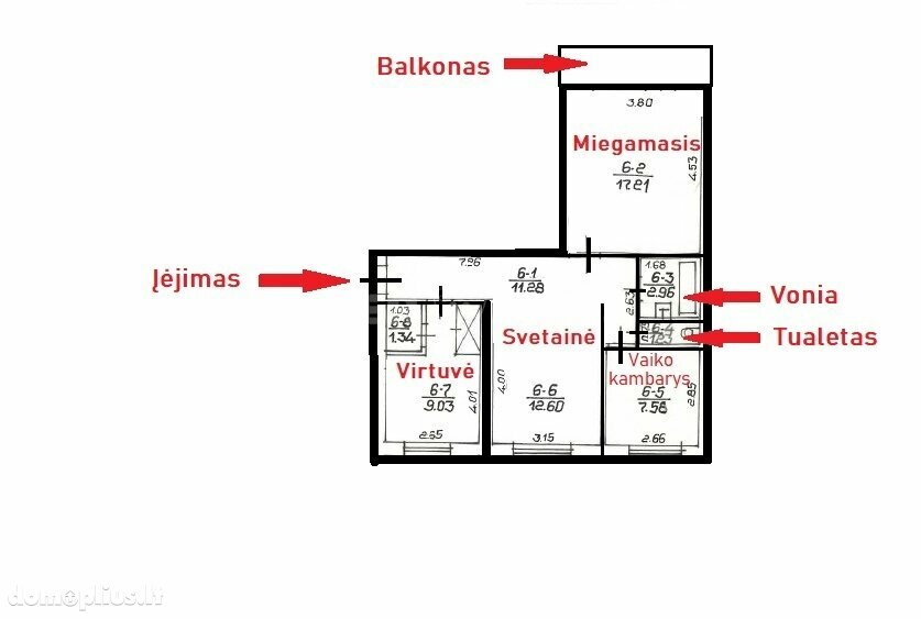 3 rooms apartment for sell Panevėžyje, Centre