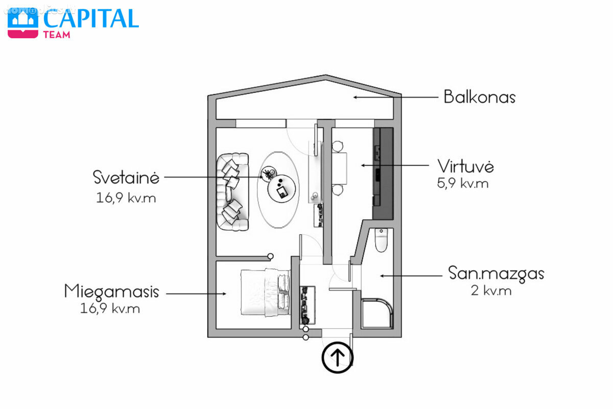Продается 1 комнатная квартира Vilniuje, Naujininkuose, Šaltkalvių g.