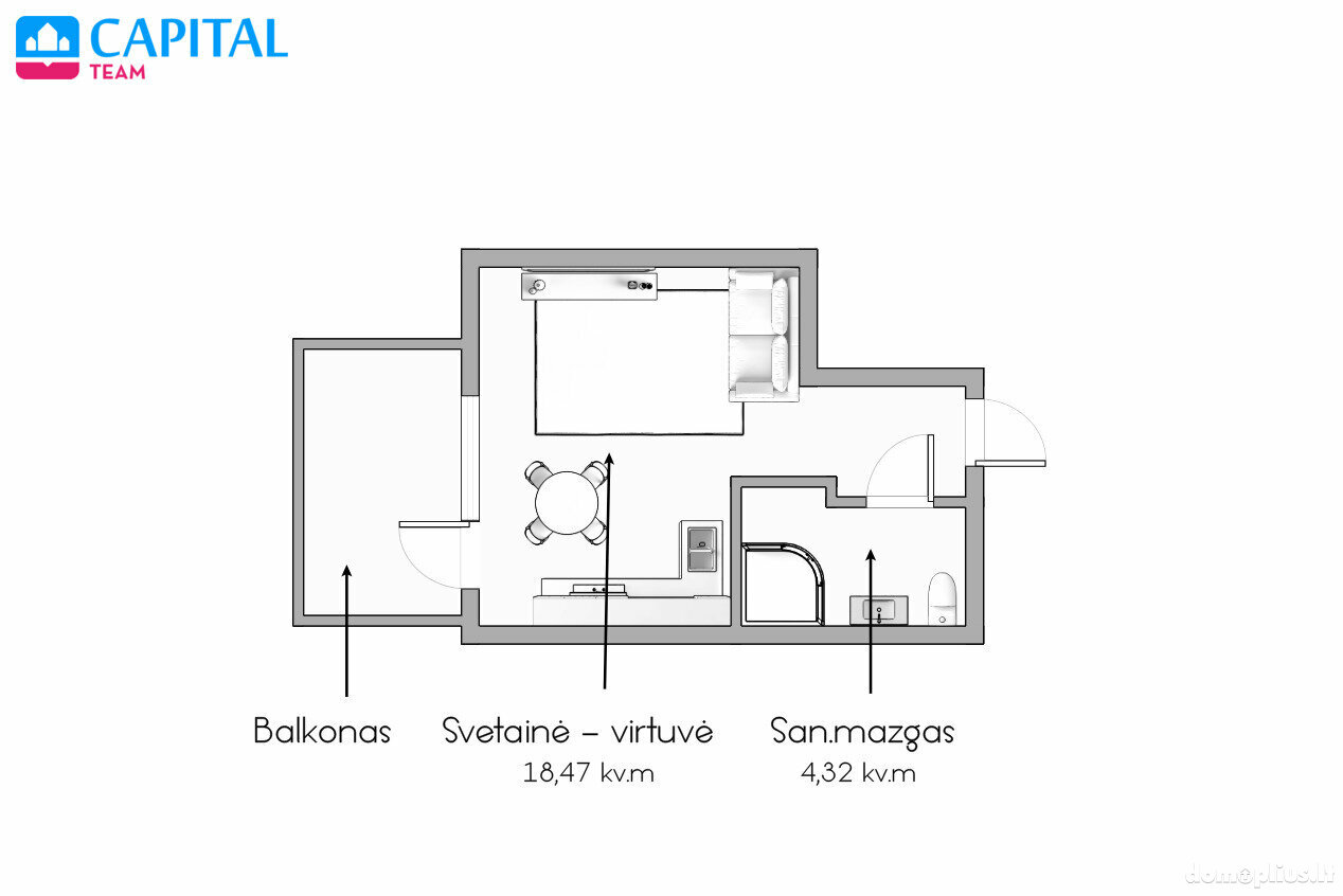 Продается 1 комнатная квартира Vilniuje, Justiniškėse