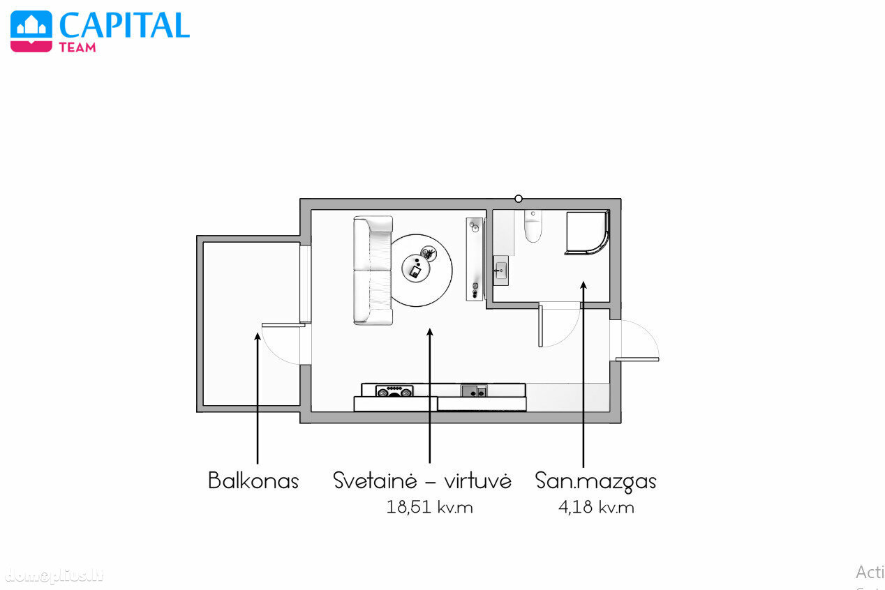 Продается 1 комнатная квартира Vilniuje, Justiniškėse