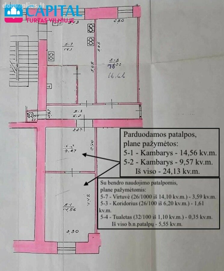 Parduodamas 2 kambarių butas Vilniuje, Senamiestyje, Pamėnkalnio g.