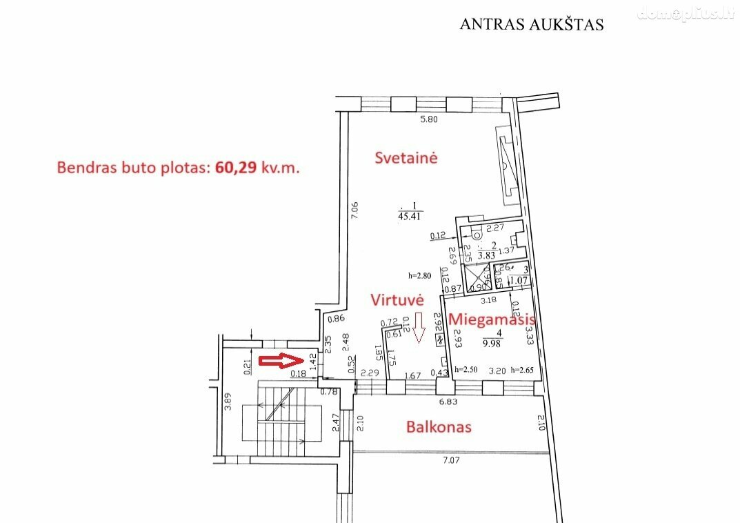 Parduodamas 2 kambarių butas Vilniuje, Senamiestyje, Maironio g.