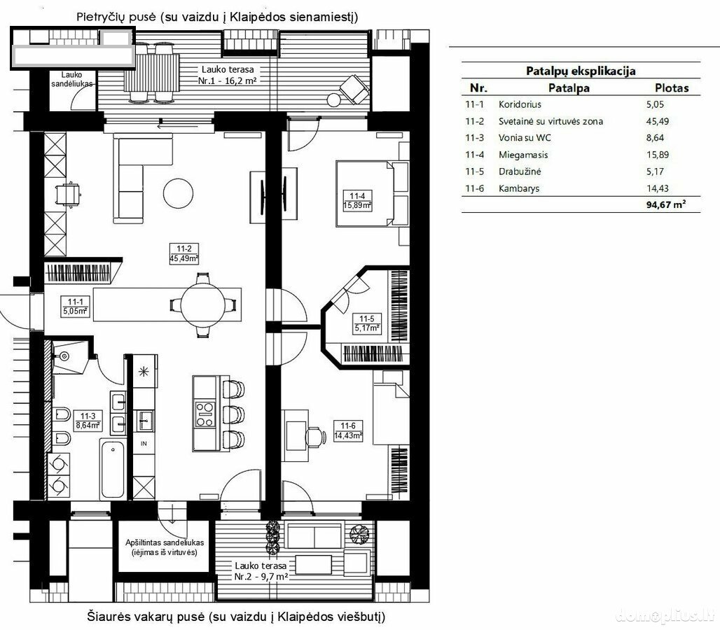 Продается 3 комнатная квартира Klaipėdoje, Centre, Tiltų g.