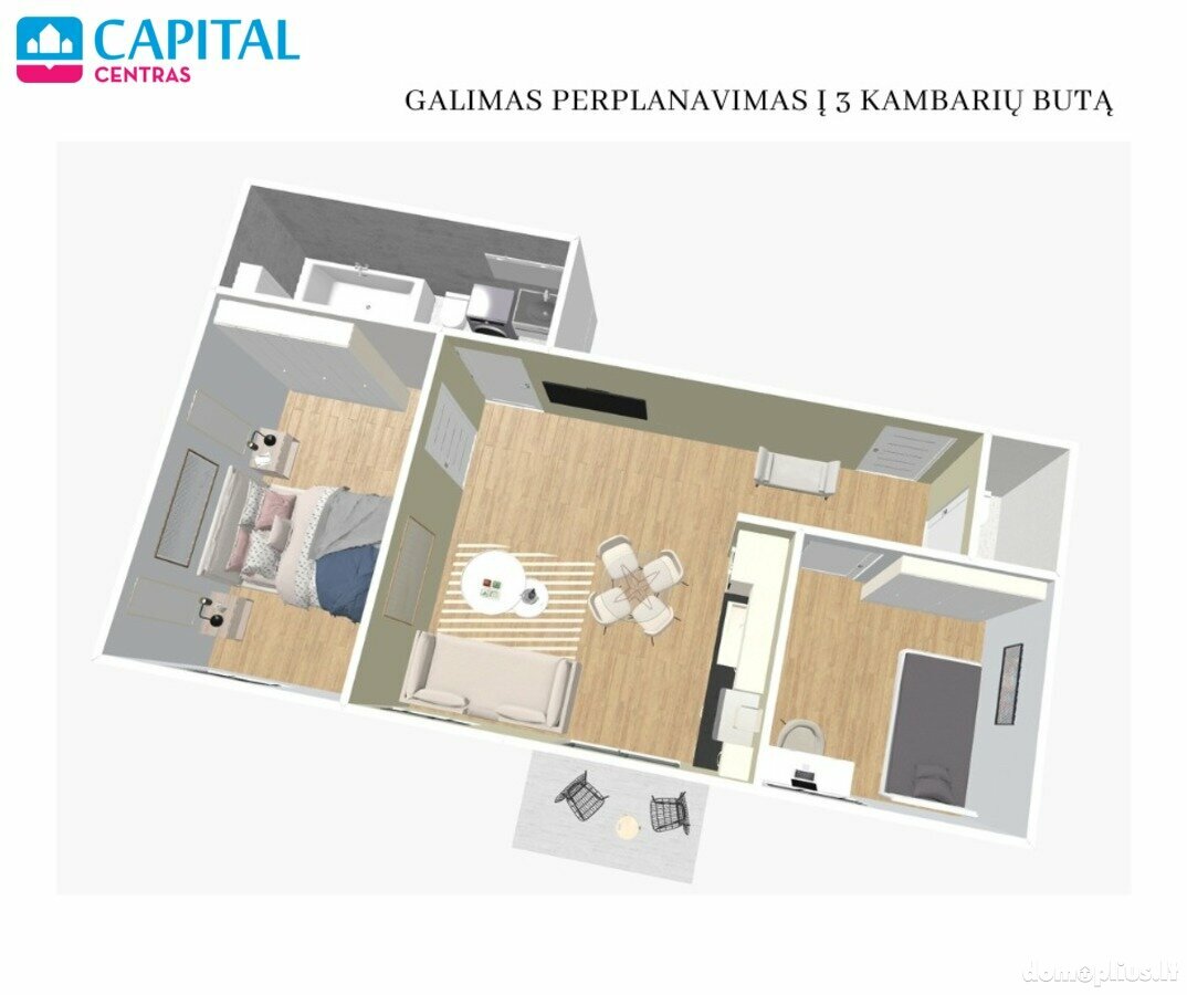 Parduodamas 2 kambarių butas Vilniuje, Šnipiškėse, Kalvarijų g.