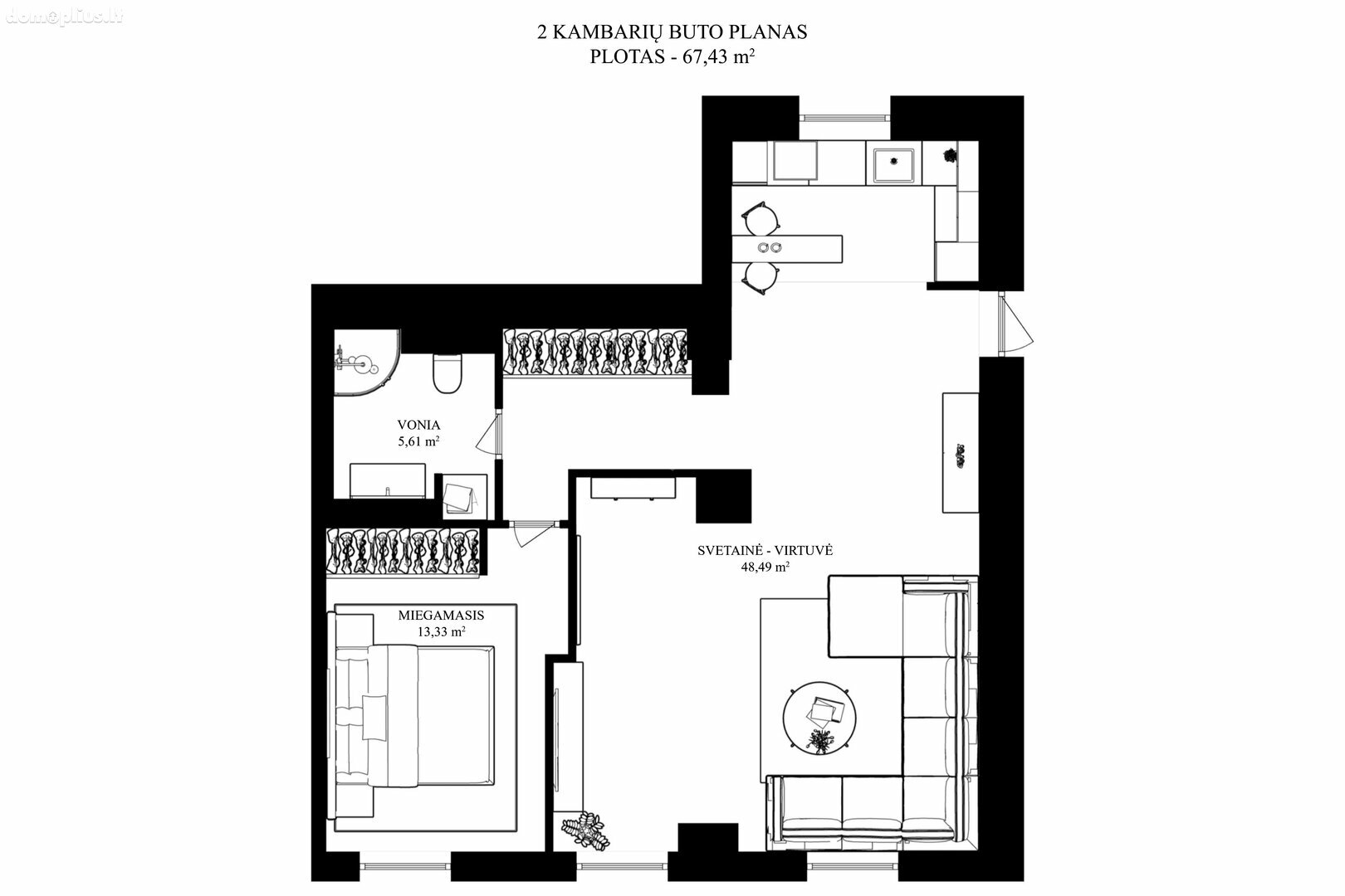 Продается 2 комнатная квартира Vilniuje, Senamiestyje, Palangos g.