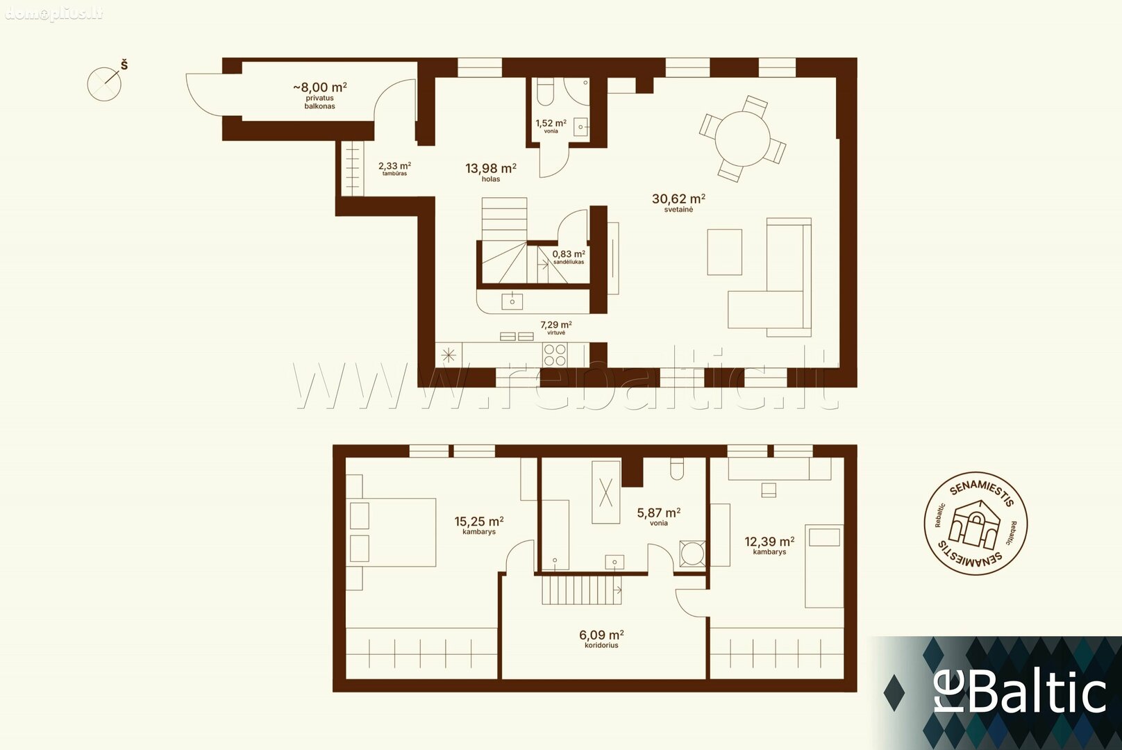 Продается 3 комнатная квартира Vilniuje, Senamiestyje, Karmelitų g.