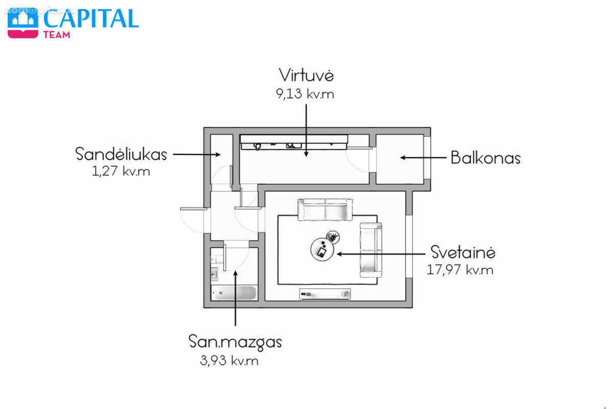 Продается 1 комнатная квартира Visagino sav., Visagine, Taikos pr.