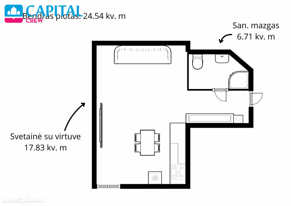 Продается 1 комнатная квартира Vilniuje, Senamiestyje, S. Skapo g.