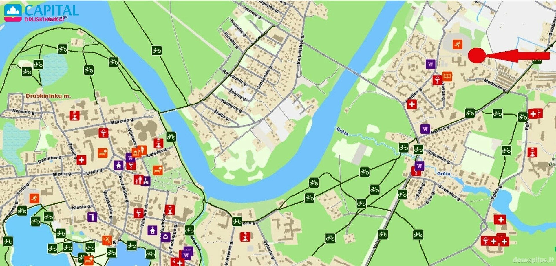 Parduodamas 2 kambarių butas Druskininkų sav., Druskininkuose, Merkinės g.