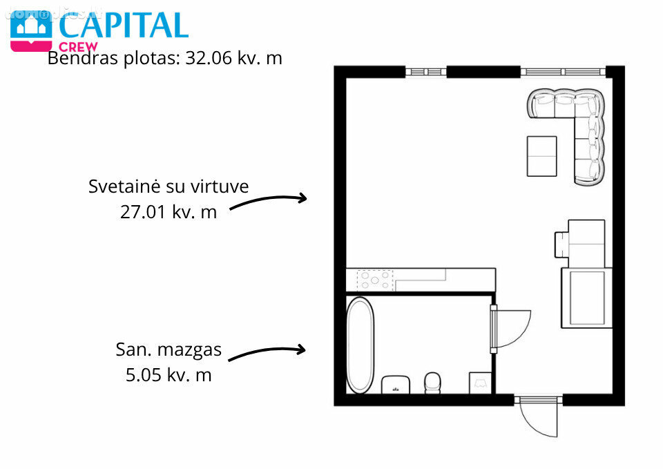 Продается 1 комнатная квартира Vilnius, Vilniuje, Burbiškių g.
