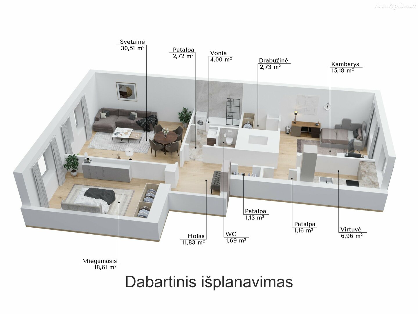 Parduodamas 4 kambarių butas Vilniuje, Senamiestyje, Gedimino pr.