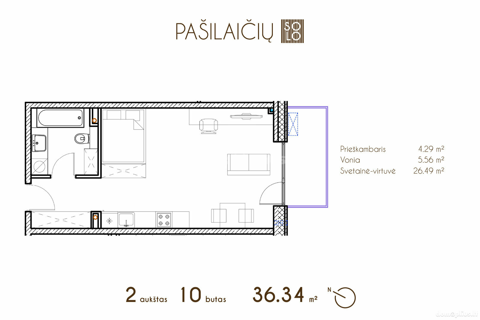 Parduodamas 1 kambario butas Vilniuje, Pašilaičiuose