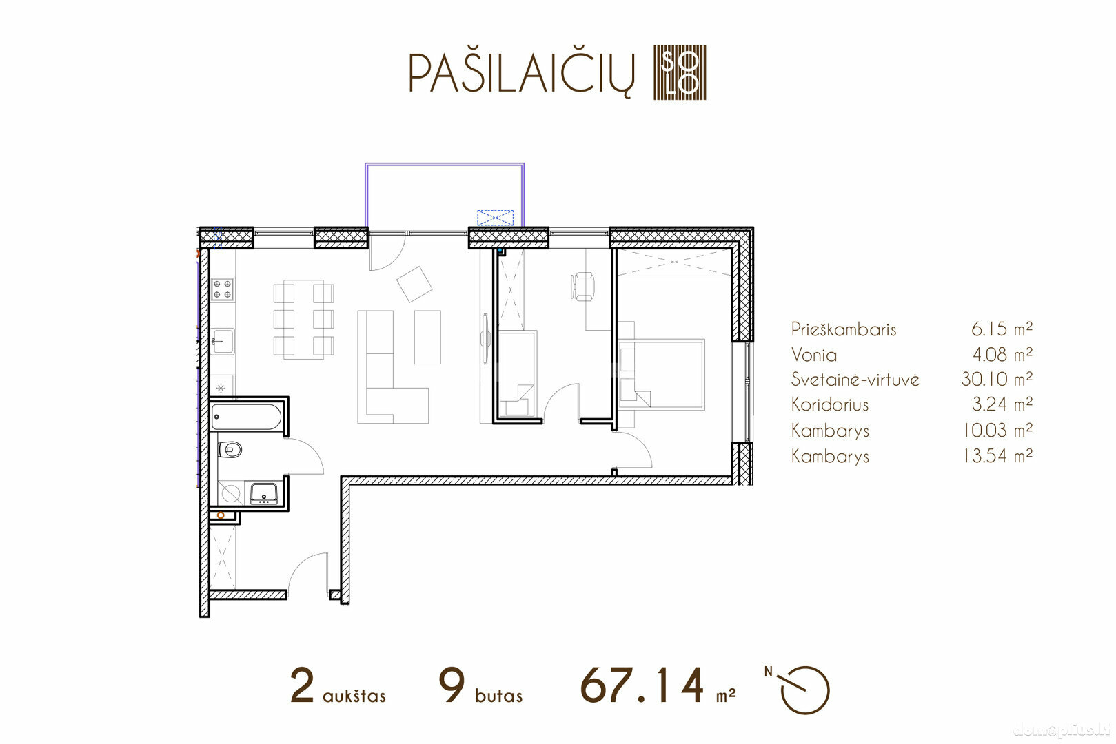 Продается 3 комнатная квартира Vilniuje, Pašilaičiuose