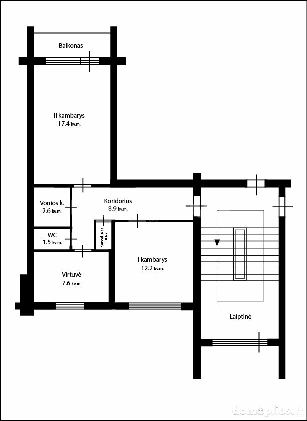 2 rooms apartment for sell Vilniuje, Naujoji Vilnia, Genių g.