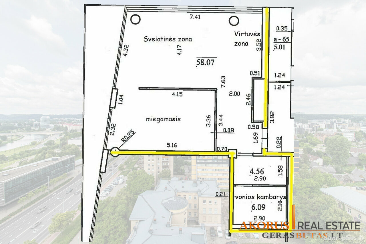 Продается 2 комнатная квартира Vilniuje, Šnipiškėse, Konstitucijos pr.