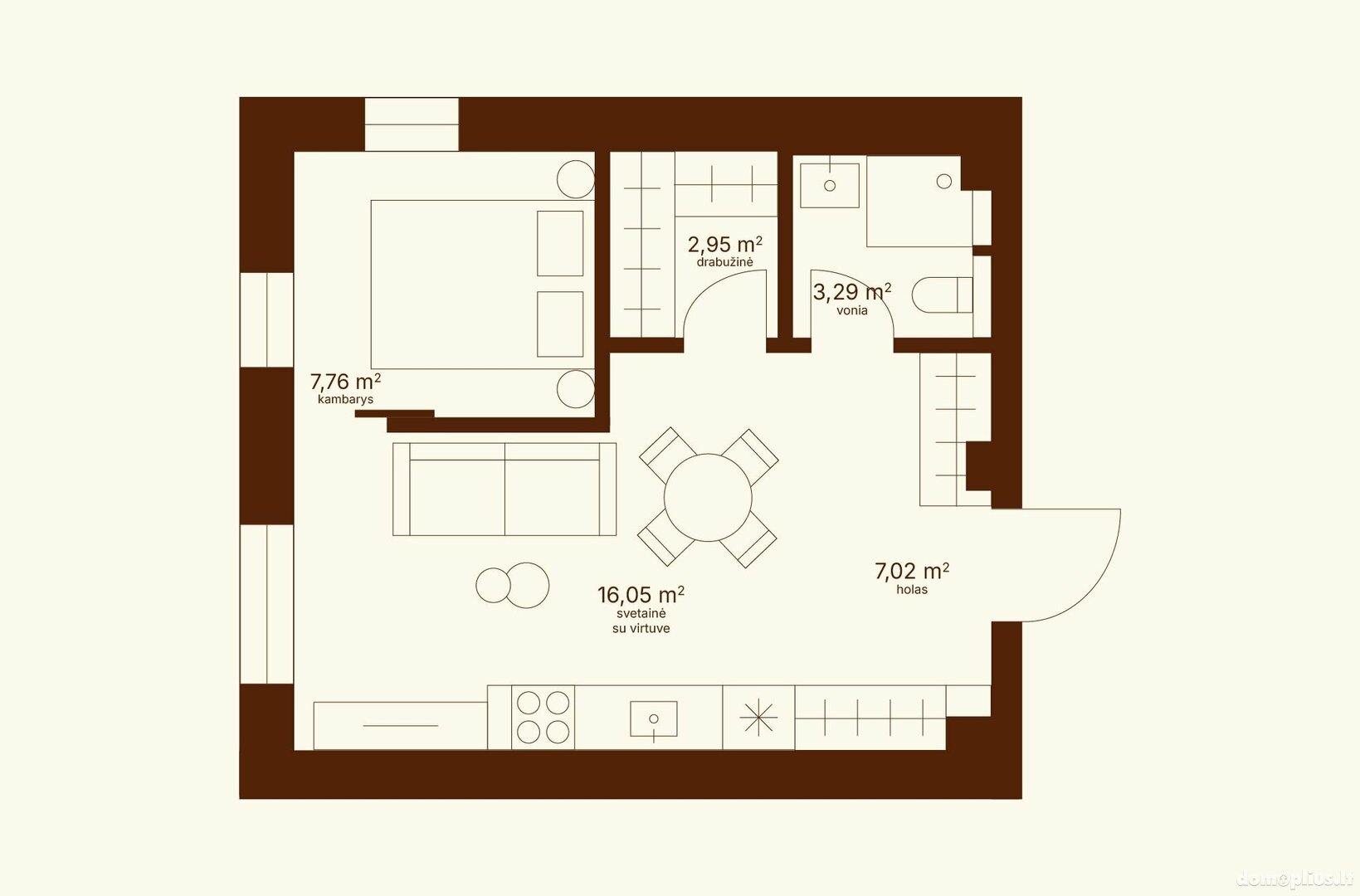 2 rooms apartment for sell Vilniuje, Senamiestyje, Dainavos g.