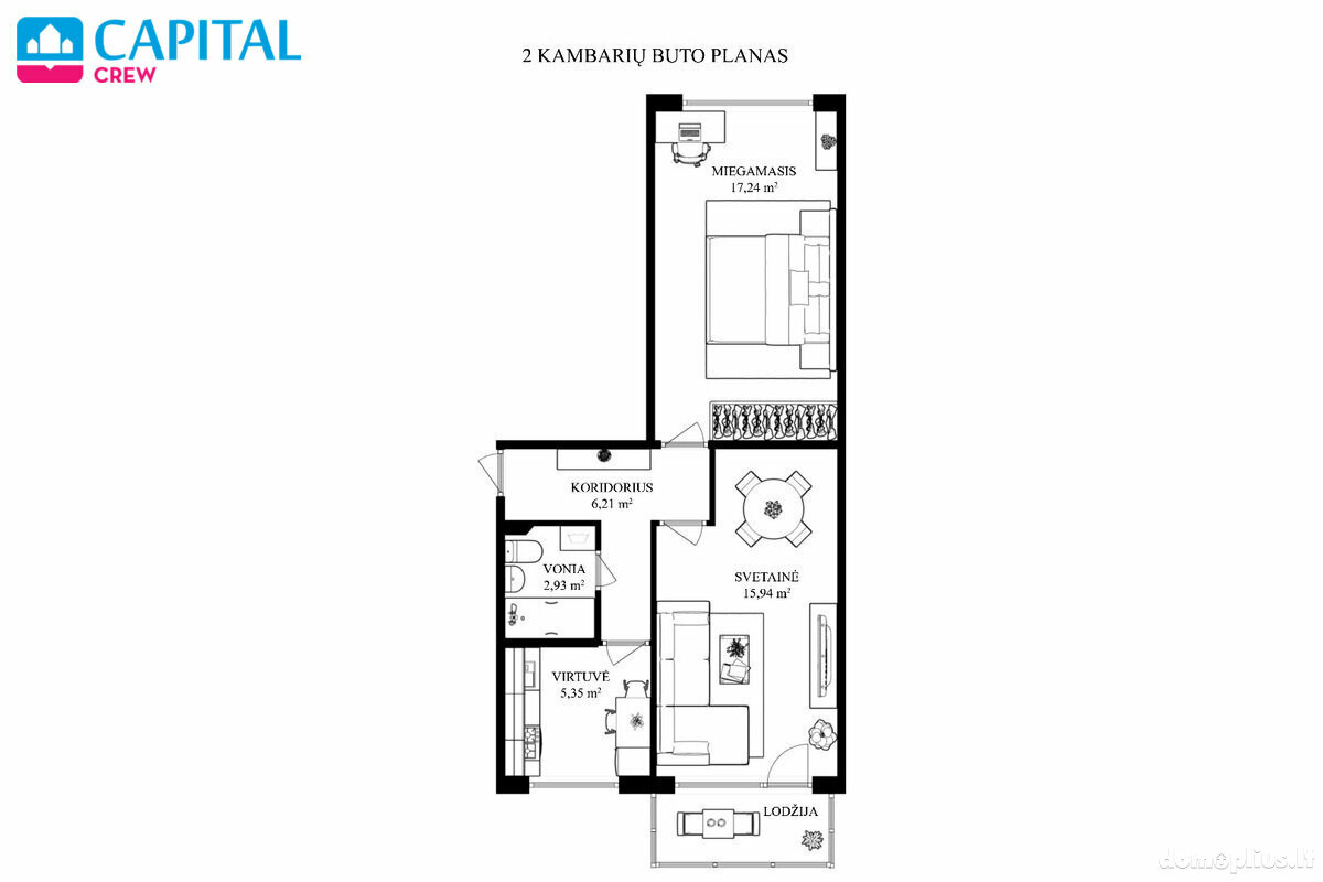 Продается 2 комнатная квартира Vilniuje, Žirmūnuose, Minties g.