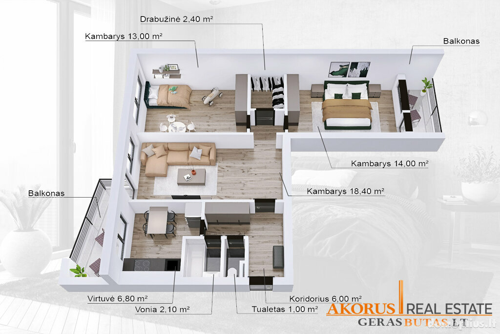 3 rooms apartment for sell Vilniuje, Karoliniškėse, Sietyno g.
