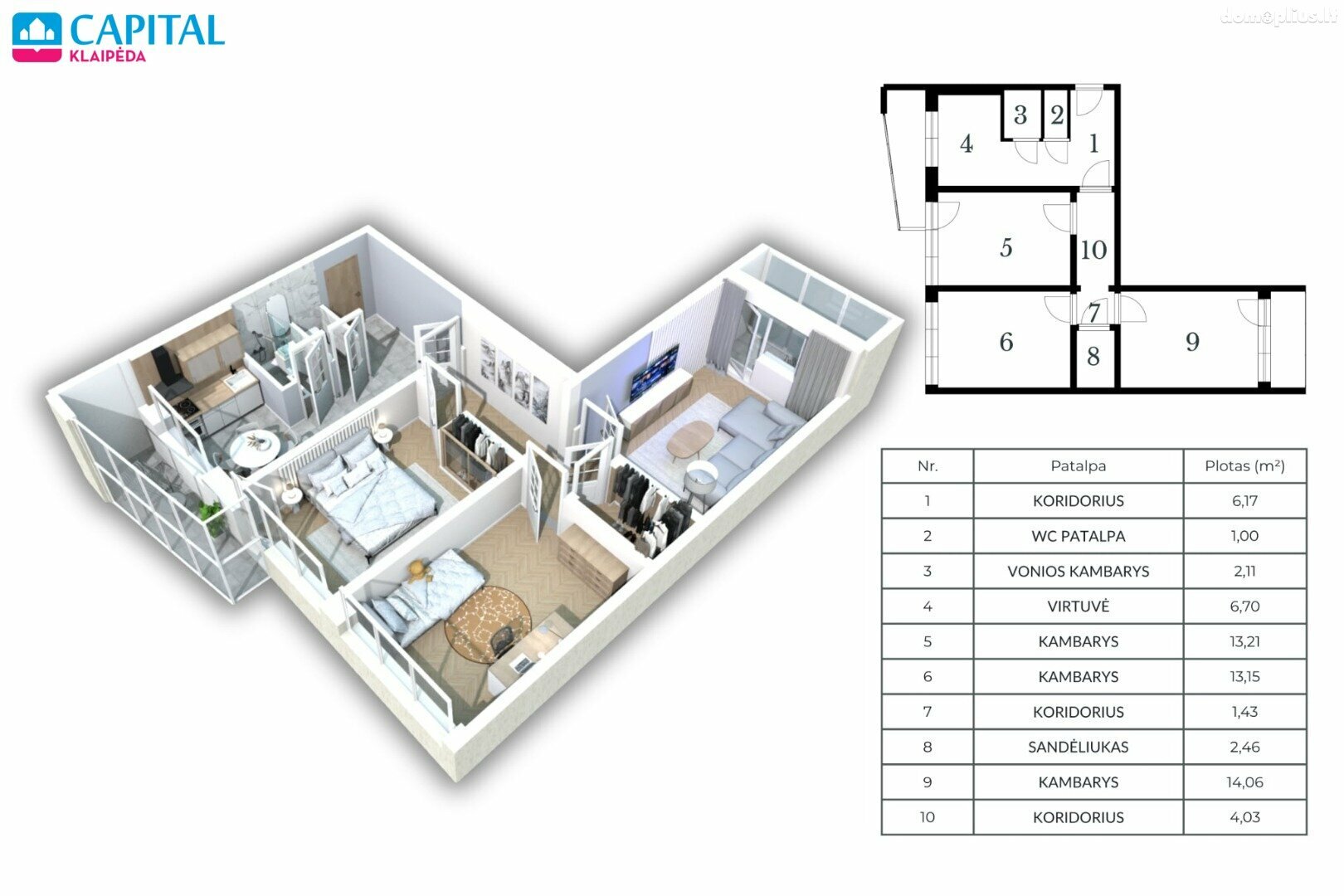 3 rooms apartment for sell Klaipėdoje, Žardininkuose, Žardininkų g.