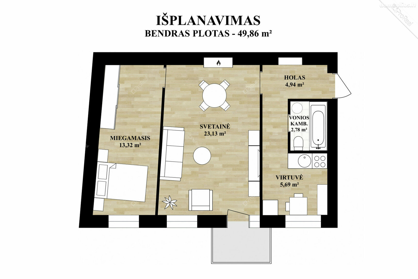 2 rooms apartment for sell Vilniuje, Užupyje, Polocko g.