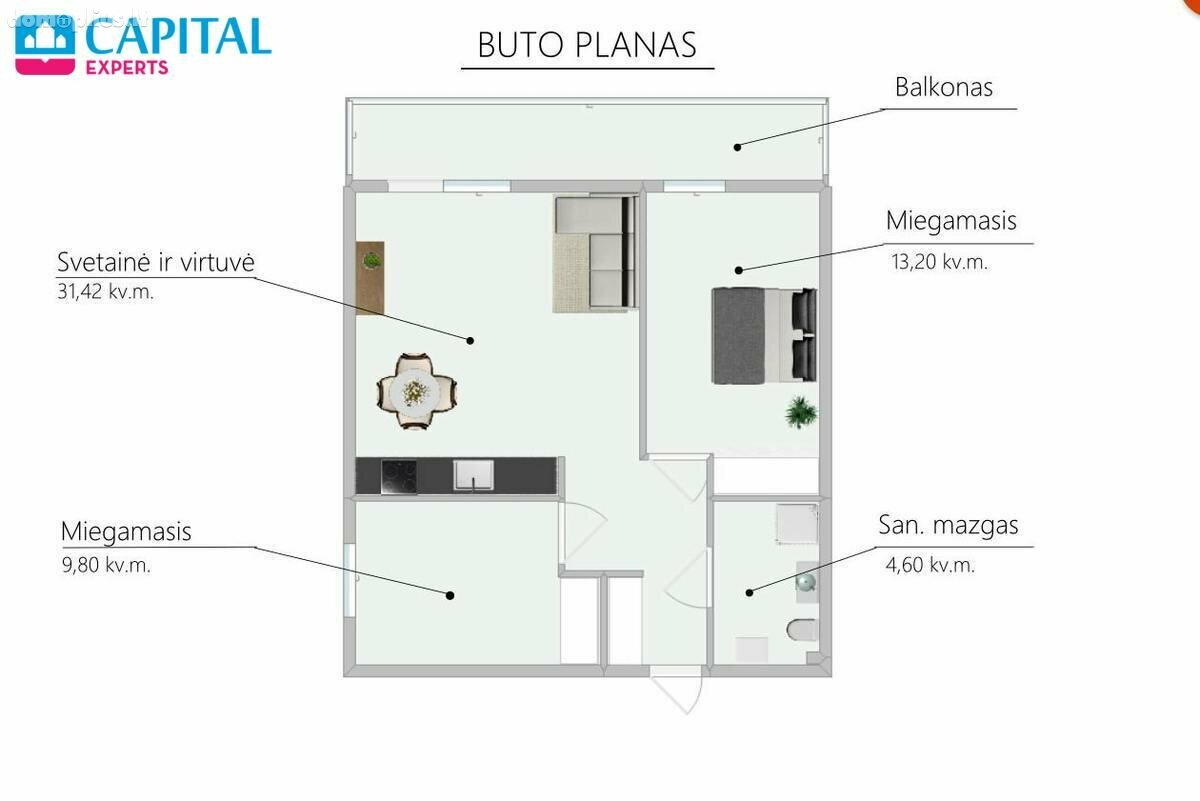Parduodamas 3 kambarių butas Vilniuje, Šnipiškėse, Ozo g.