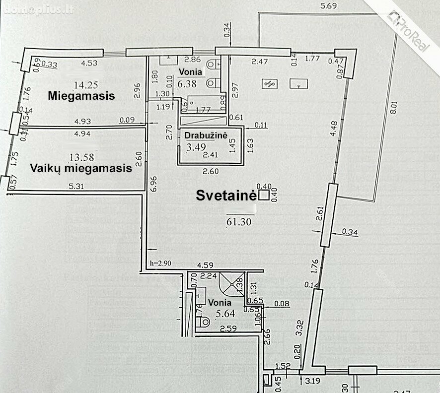 Parduodamas 3 kambarių butas Vilniuje, Baltupiuose, Trinapolio g.