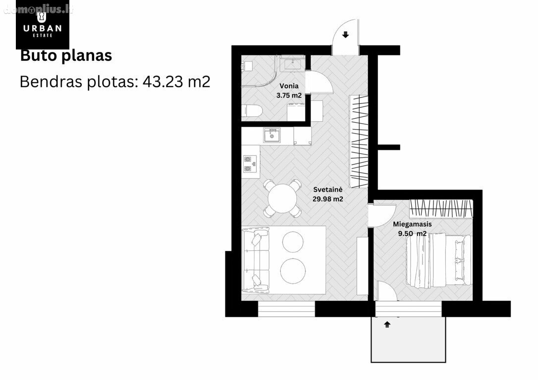 Продается 2 комнатная квартира Vilnius, Vilniuje, Bartų g.