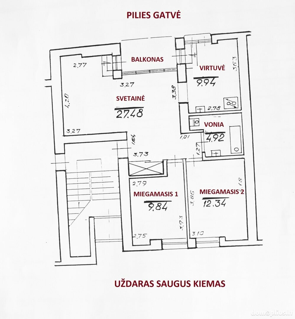 3 kambarių buto nuoma Vilniuje, Senamiestyje, Pilies g.